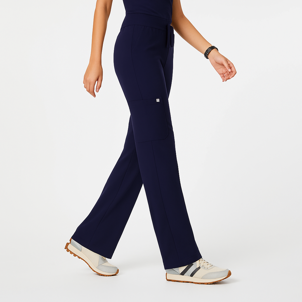 Isabel High Waist Scrub Trousers with Wide Legs