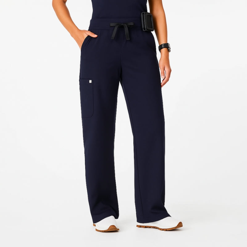 Isabel High Waist Scrub Trousers with Wide Legs