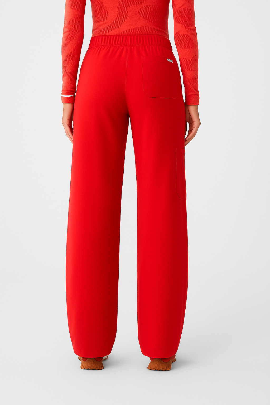 Isabel High Waist Scrub Trousers with Wide Legs
