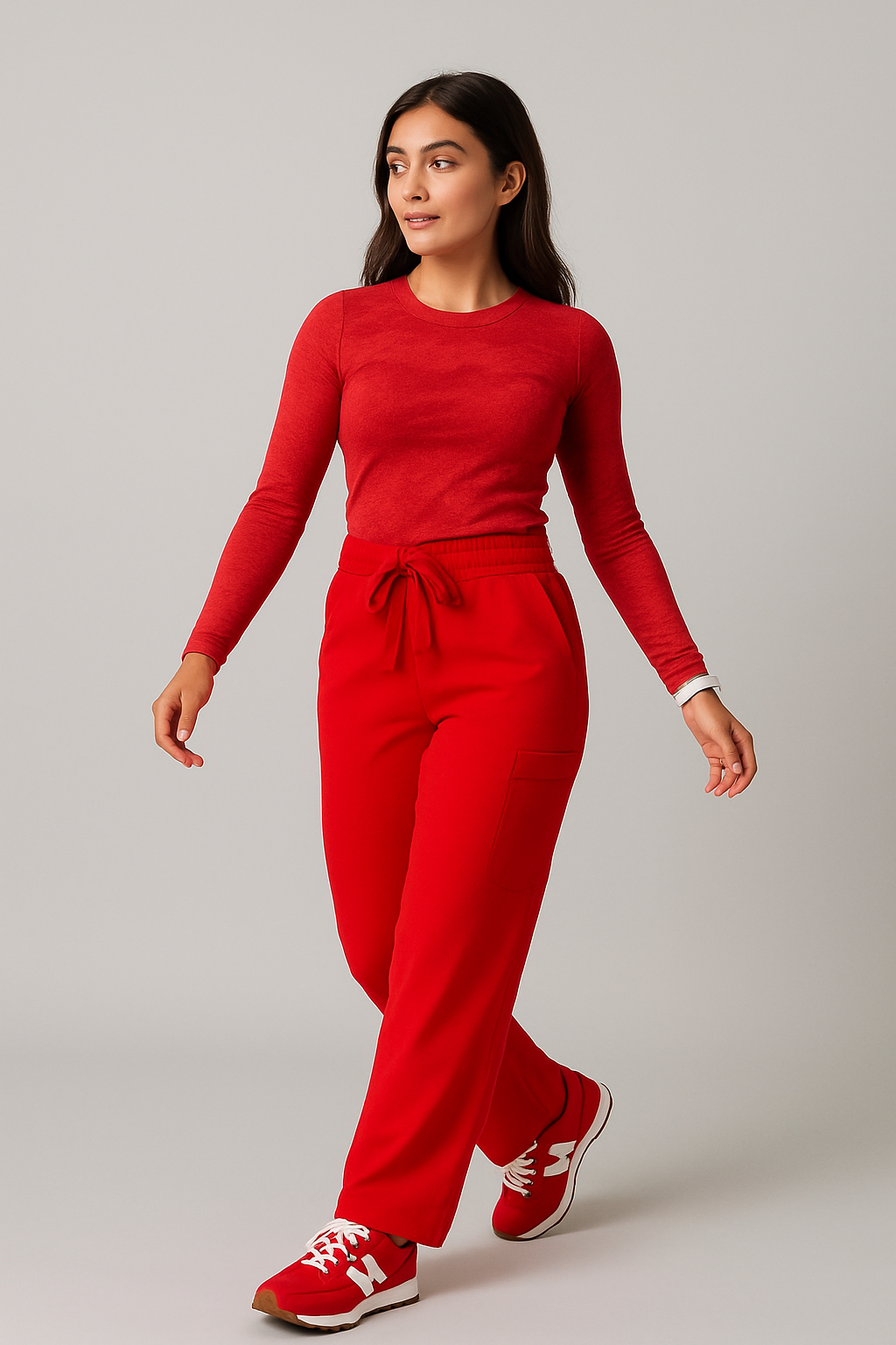Isabel High Waist Scrub Trousers with Wide Legs