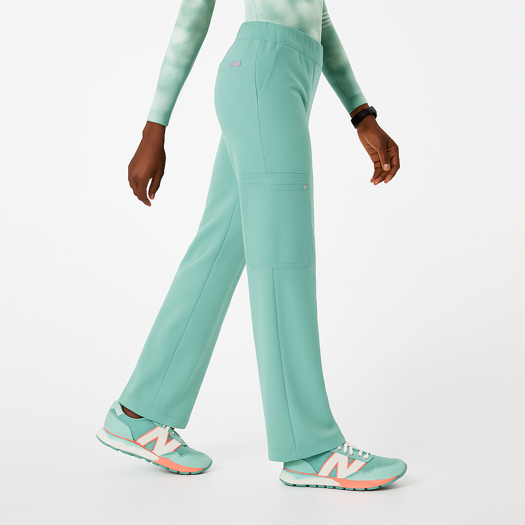 Isabel High Waist Scrub Trousers with Wide Legs