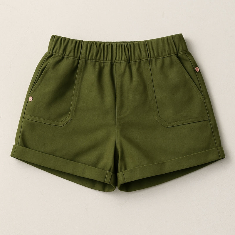 Elm Green Soft Cotton Casual Shorts