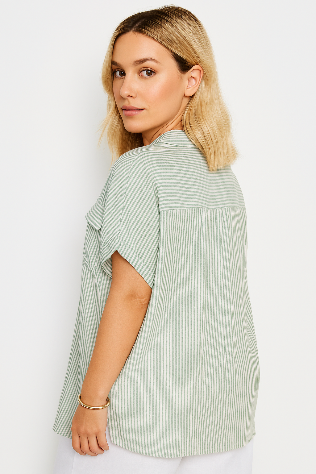 YOURS Curve Black Stripe Linen Trendy Shirt