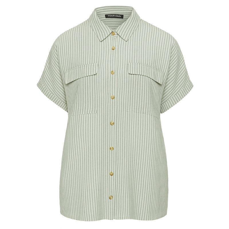 YOURS Curve Black Stripe Linen Trendy Shirt