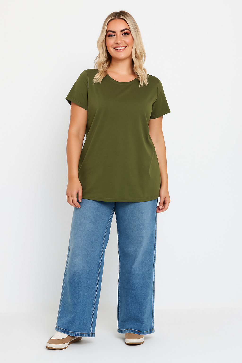 YOURS Curve Everyday Tees – 3-Pack Neutral & Green Shades